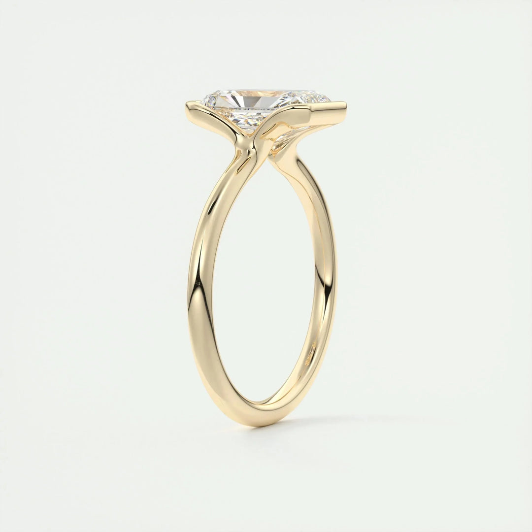 2.10 CT Radiant Solitaire Half Bezel Moissanite Engagement Ring