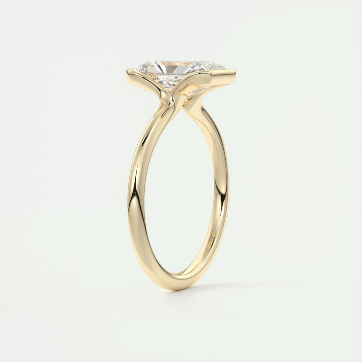 2.10 CT Radiant Solitaire Half Bezel Moissanite Engagement Ring