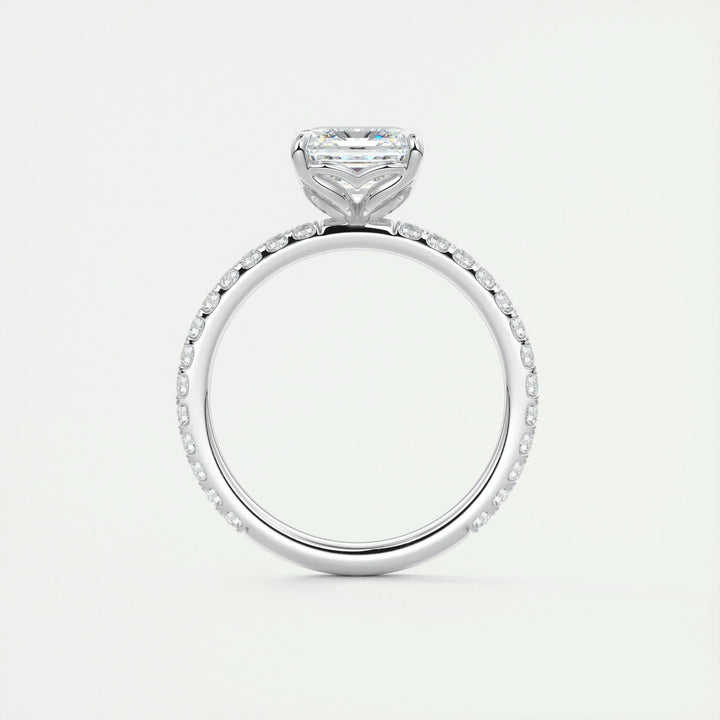 2.03CT Asscher Cut Solitaire Pave Moissanite Engagement Ring