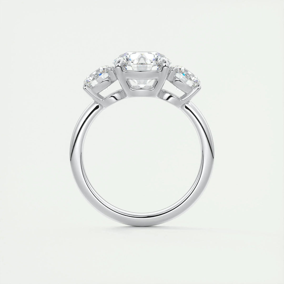2.0 CT Round Cut Three Stone Moissanite Engagement Ring