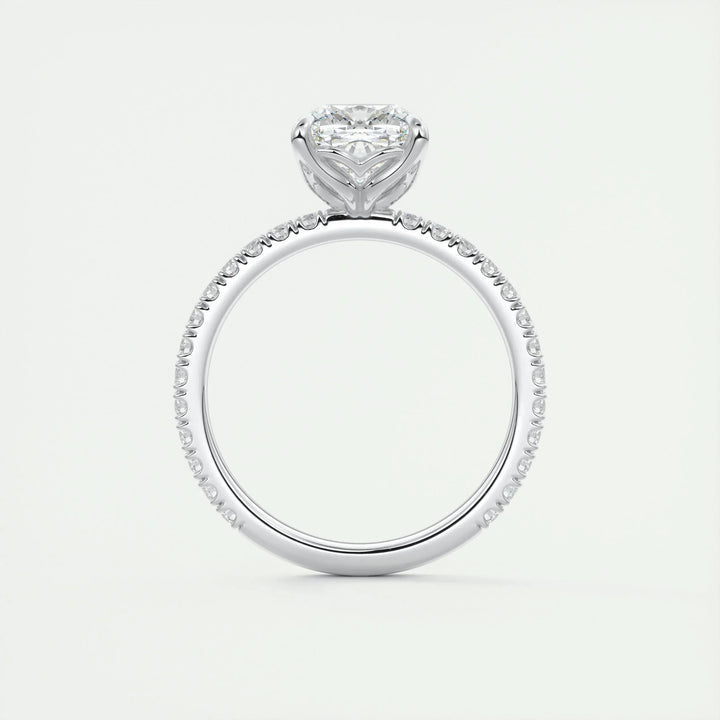 2.15 CT Cushion Cut Solitaire Pave Moissanite Engagement Ring