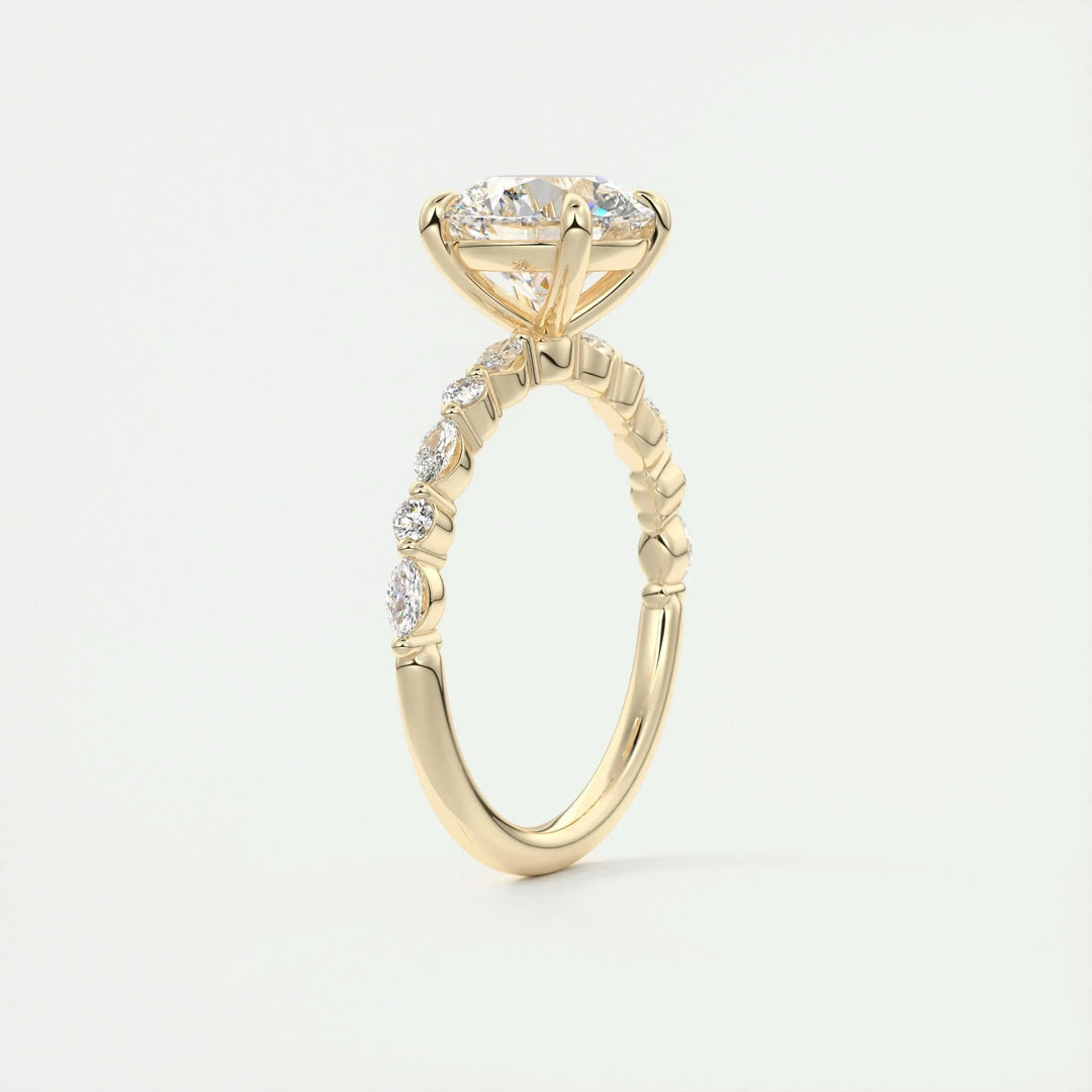 2.0 CT Round Solitaire Pave Moissanite Engagement Ring