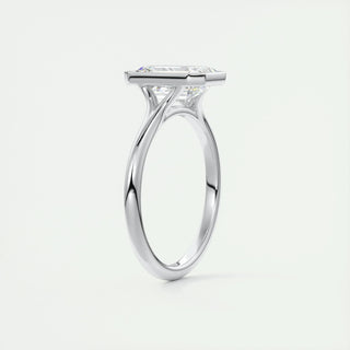 2.03 CT Emerald Cut Bezel Solitaire Moissanite Engagement Ring