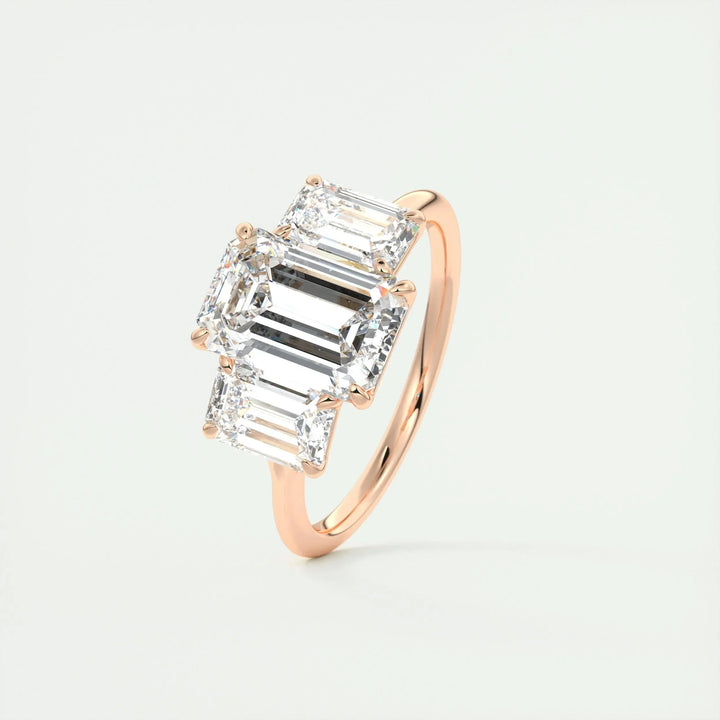 1.91CT Emerald Cut Three Stone Moissanite Engagement Ring