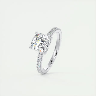 2ct Cushion F- VS1 Diamond Pave Engagement Ring