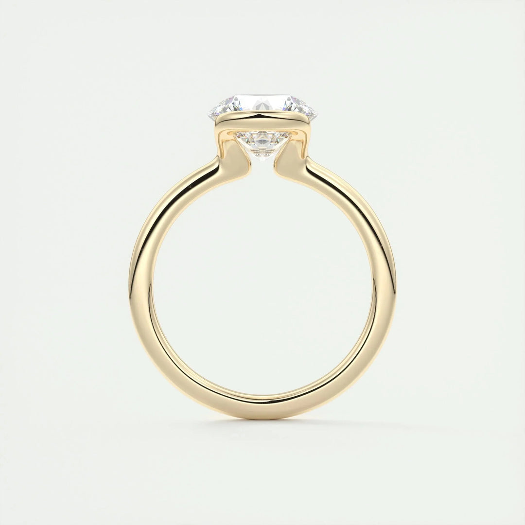 2.0 CT Round Cut Half Bezel Solitaire Moissanite Engagement Ring