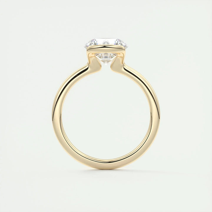 2.0 CT Round Cut Half Bezel Solitaire Moissanite Engagement Ring