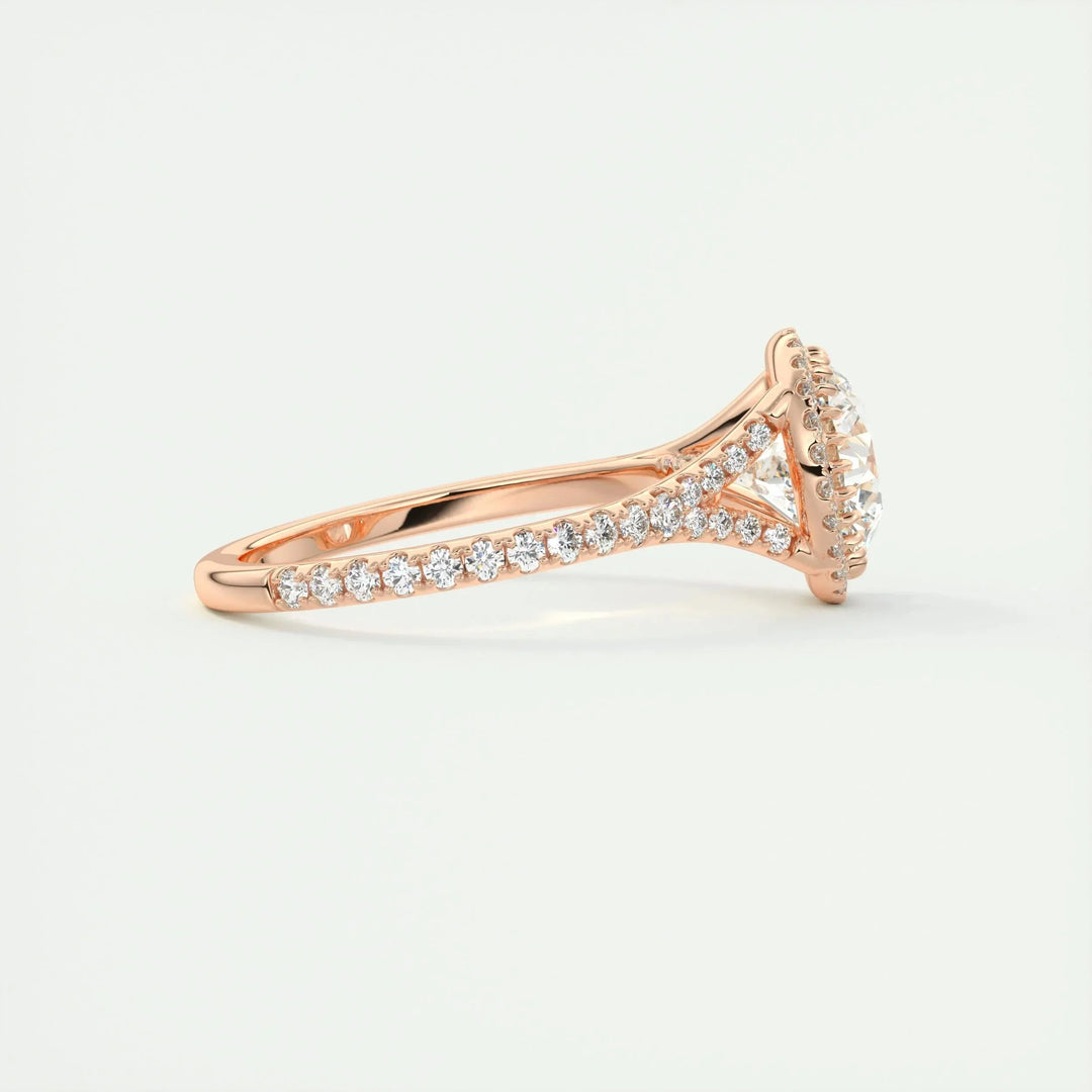 2.0 CT Round Halo Split Shank Moissanite Engagement Ring