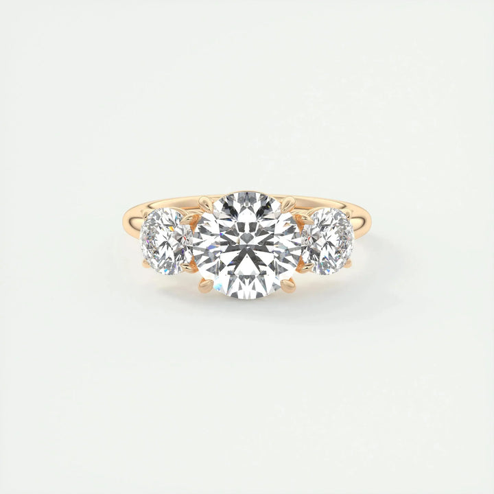 2.0 CT Round Cut Three Stone Moissanite Engagement Ring