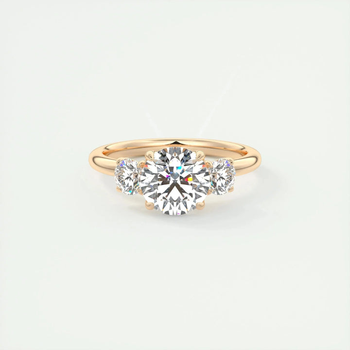 2.0CT Round Cut Three Stone Moissanite Engagement Ring