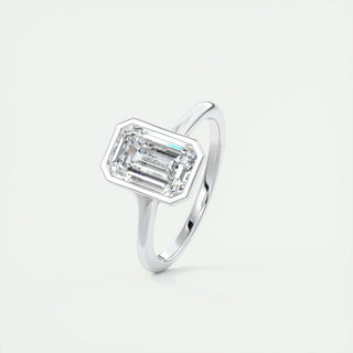 2.03 CT Emerald Cut Bezel Solitaire Moissanite Engagement Ring