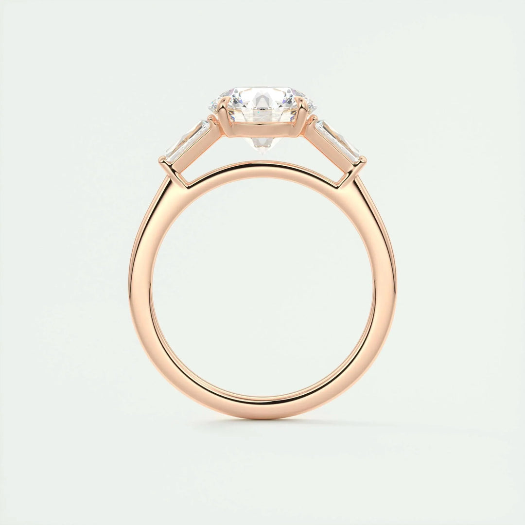 2.0 CT Round Cut Three Stone Moissanite Engagement Ring