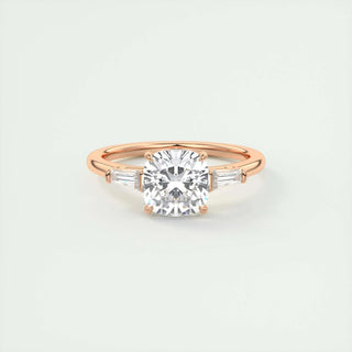 2.15CT Cushion Cut Three Stone Moissanite Engagement Ring