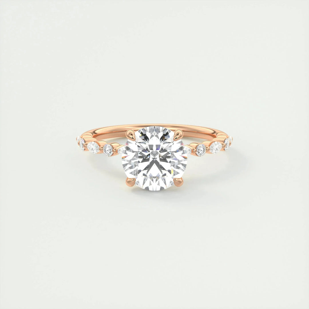 2.0 CT Round Solitaire Pave Moissanite Engagement Ring