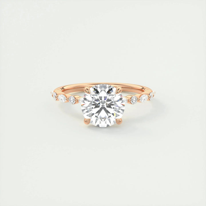 2.0 CT Round Solitaire Pave Moissanite Engagement Ring