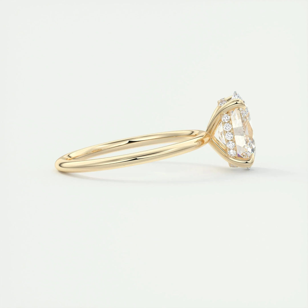 1.91 CT Oval Solitaire Hidden Halo Moissanite Engagement Ring