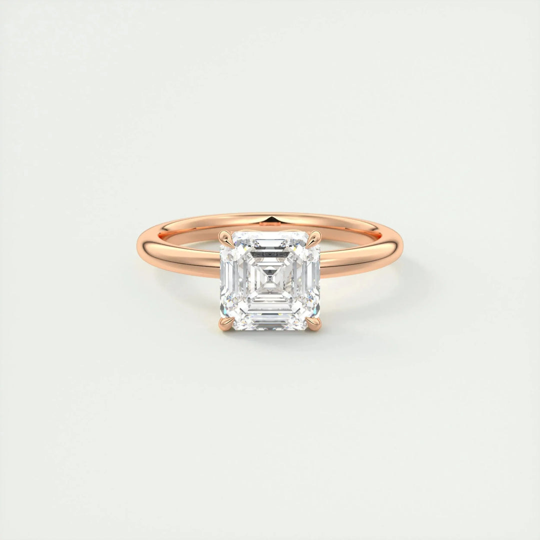 2.03CT Asscher Cut Solitaire Moissanite Engagement Ring