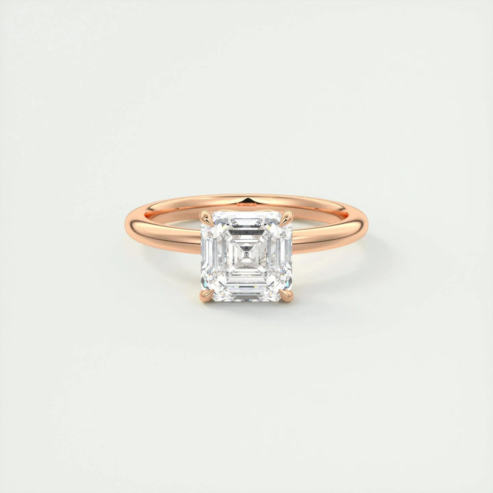 2.03CT Asscher Cut Solitaire Moissanite Engagement Ring