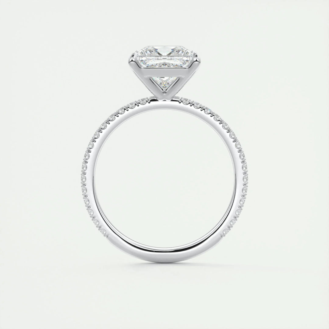 2.08 CT Princess Solitaire Pave Moissanite Engagement Ring