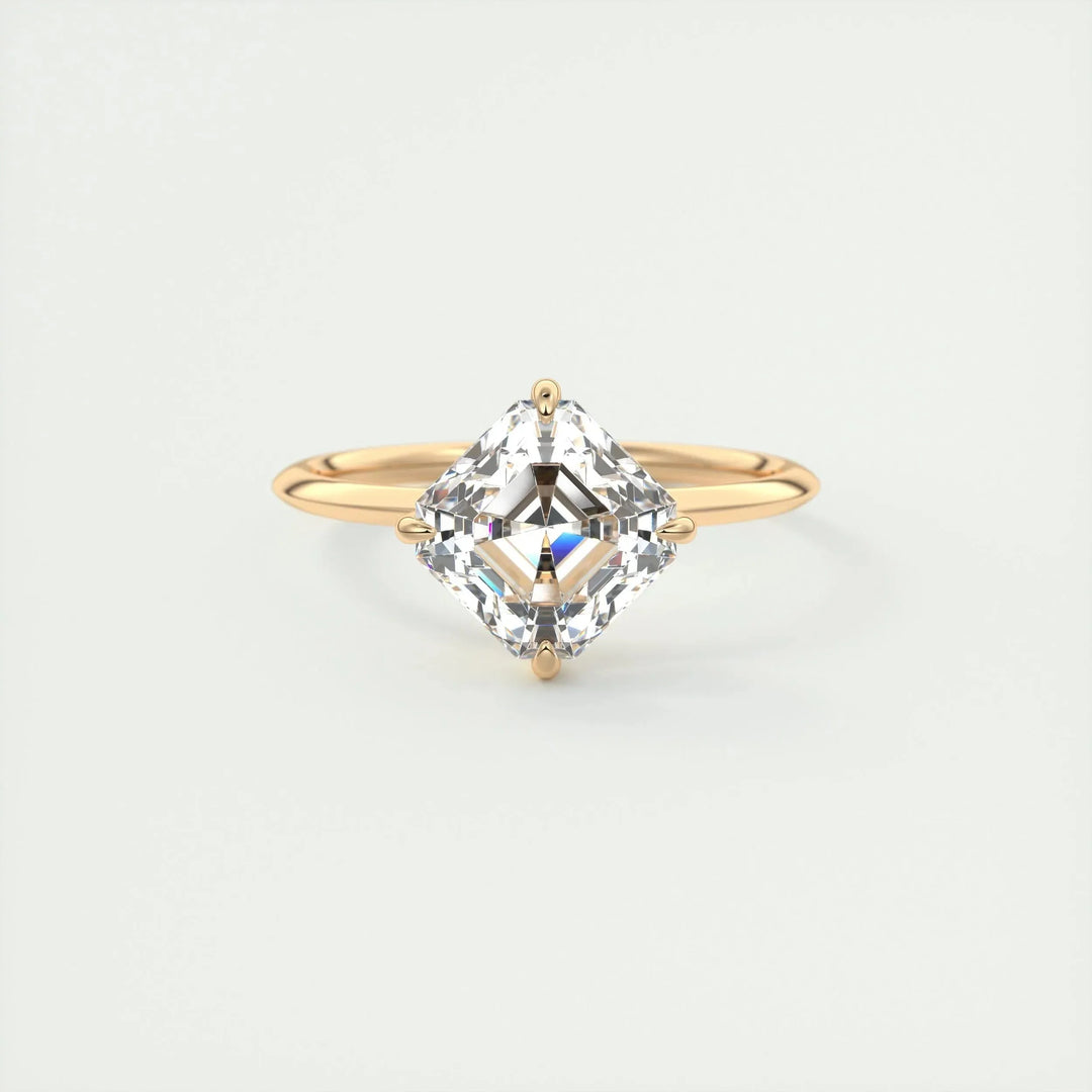 2.03CT Asscher Cut Solitaire Moissanite Engagement Ring