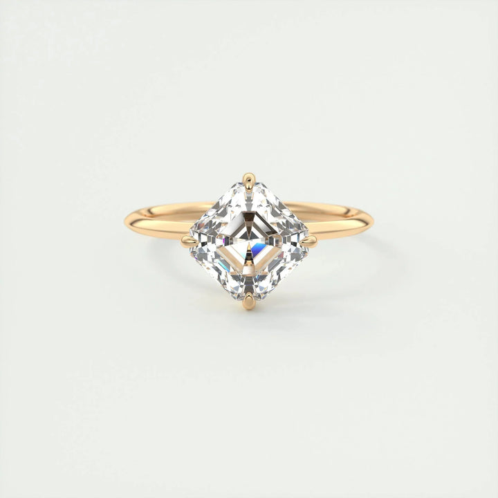 2.03CT Asscher Cut Solitaire Moissanite Engagement Ring