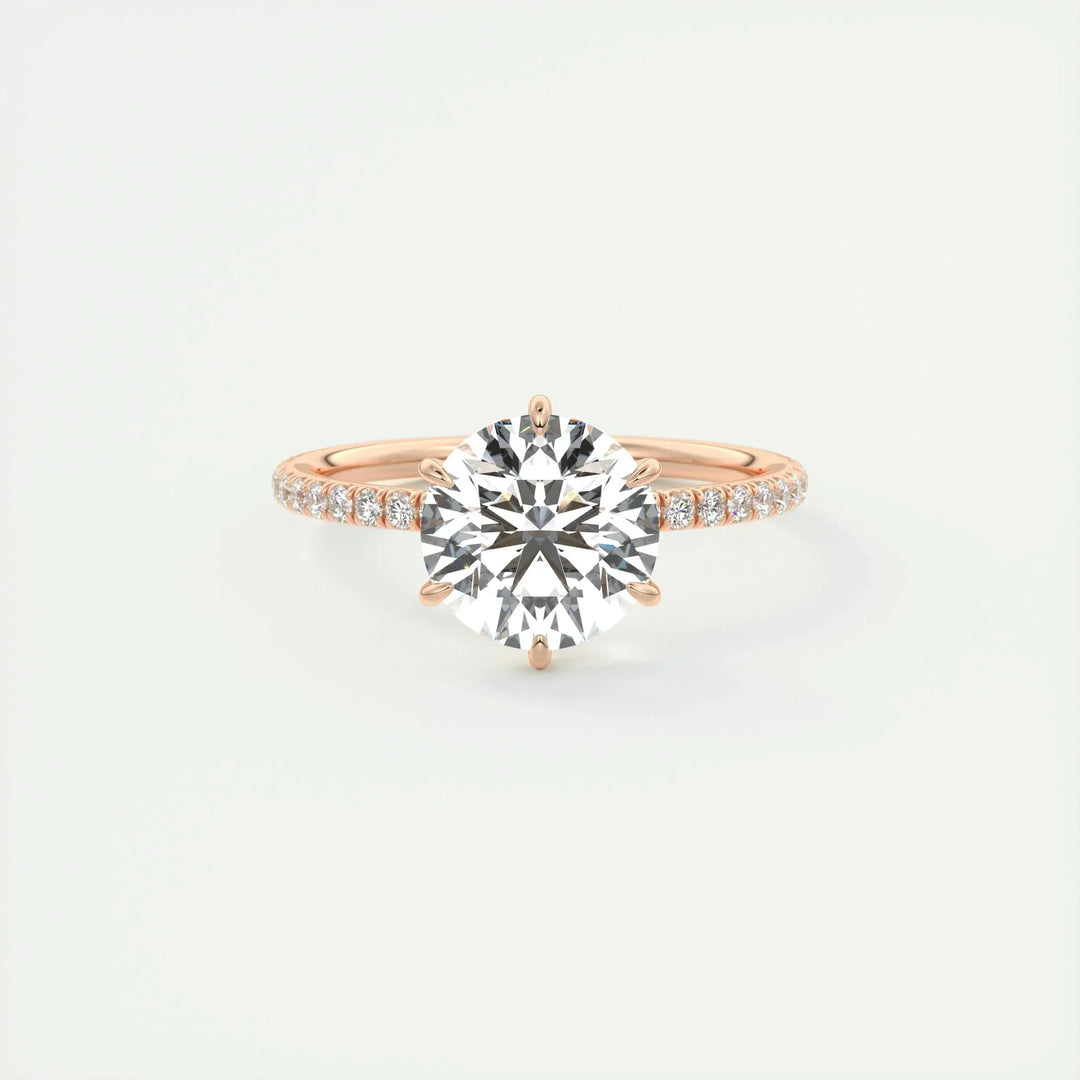 2.0 CT Round Cut Solitaire Pave Moissanite Engagement Ring