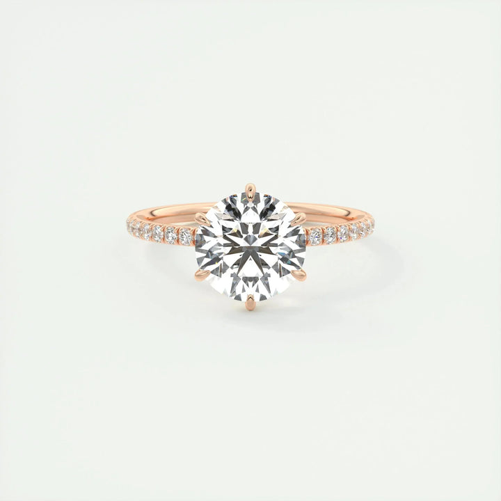 2.0 CT Round Cut Solitaire Pave Moissanite Engagement Ring