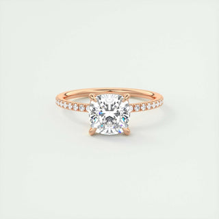 2.15 CT Cushion Cut Solitaire Pave Moissanite Engagement Ring