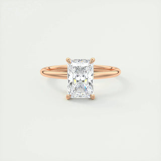 2.10 CT Radiant Solitaire Hidden Halo Moissanite Engagement Ring