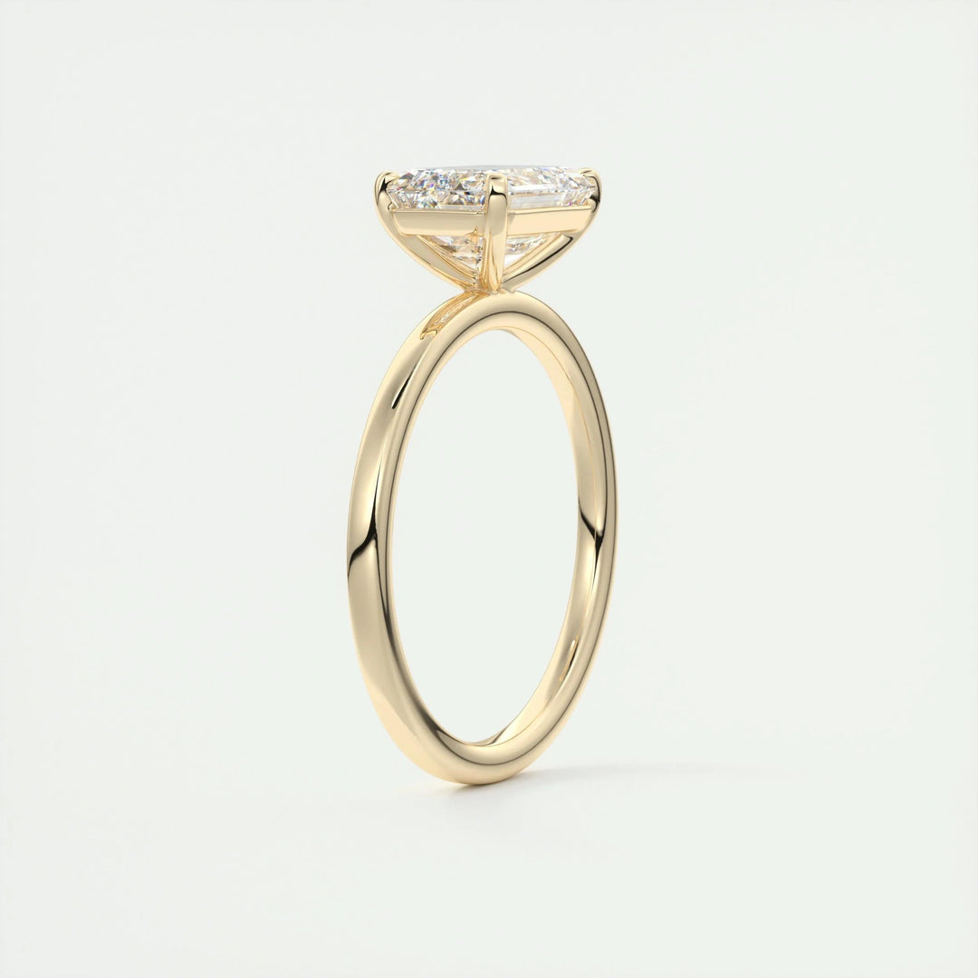 2ct East West Emerald F - VS1 Lab Grown Diamond Solitaire Engagement Ring - Doozy Diamonds