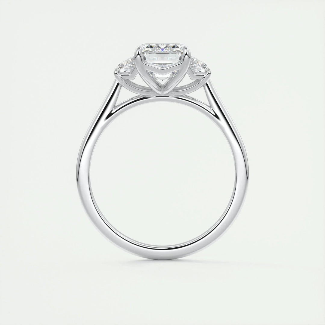 1.91 CT Emerald Cut Three Stone Moissanite Engagement Ring