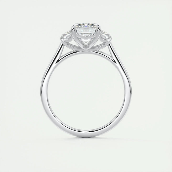 1.91 CT Emerald Cut Three Stone Moissanite Engagement Ring