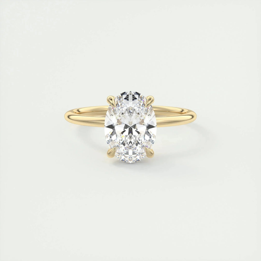 1.91 CT Oval Solitaire Hidden Halo Moissanite Engagement Ring
