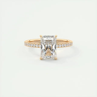 2.10 CT Radiant Solitaire Pave Moissanite Engagement Ring