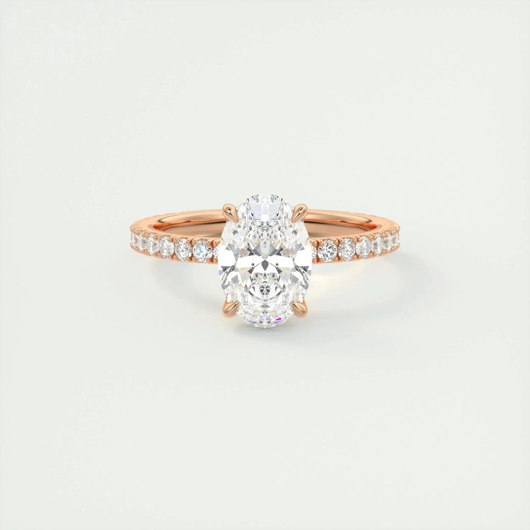 1.91 CT Oval Cut Solitaire Pave Moissanite Engagement Ring
