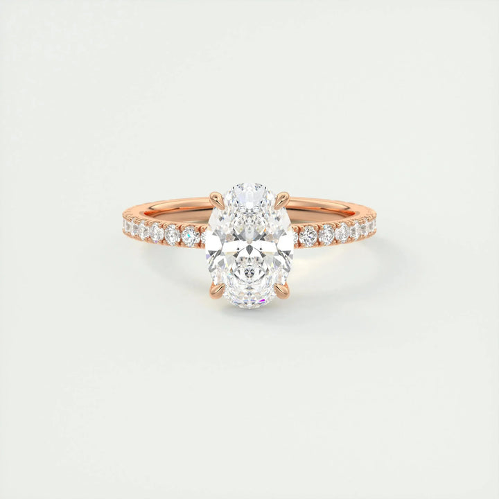 1.91 CT Oval Cut Solitaire Pave Moissanite Engagement Ring