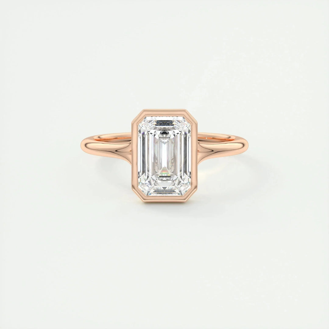2.03 CT Emerald Cut Bezel Solitaire Moissanite Engagement Ring
