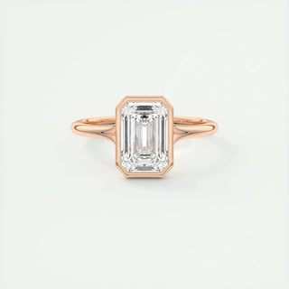 2.03 CT Emerald Cut Bezel Solitaire Moissanite Engagement Ring