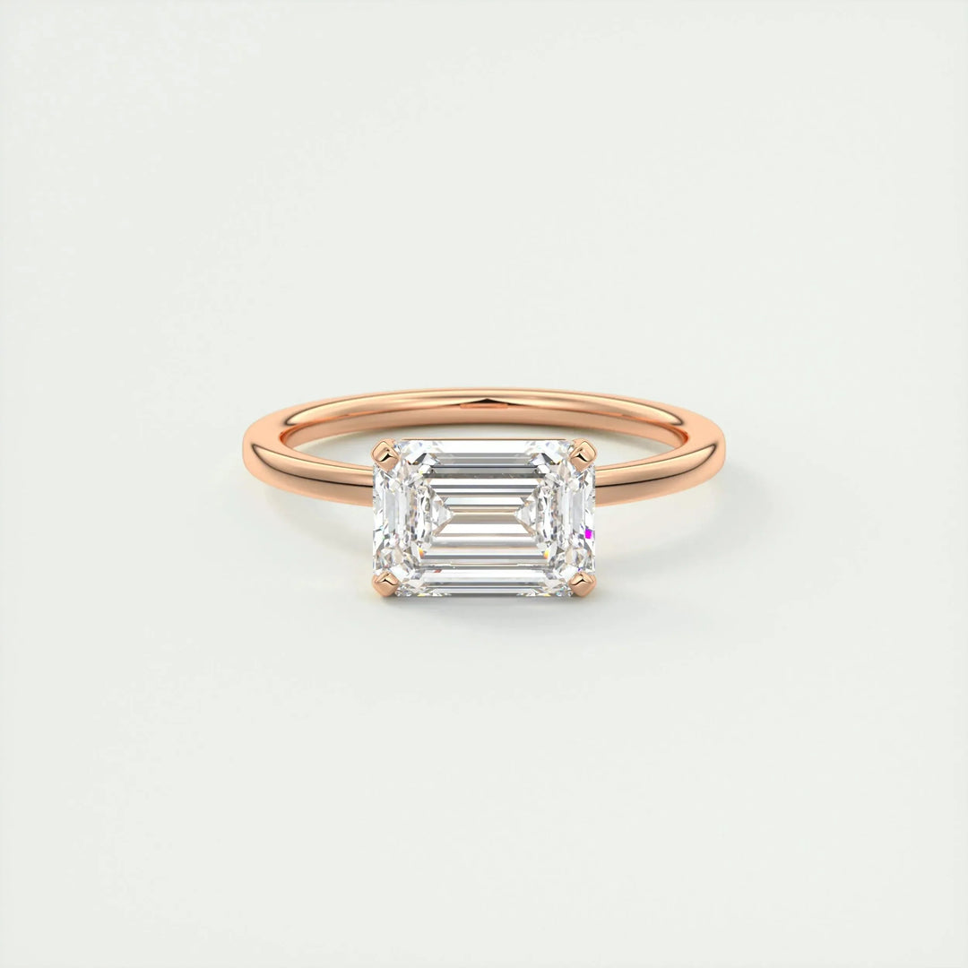 1.91 CT Emerald Cut Solitaire Moissanite Engagement Ring