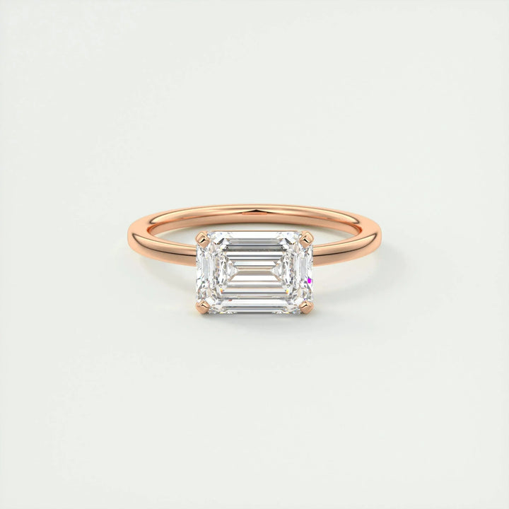 1.91 CT Emerald Cut Solitaire Moissanite Engagement Ring