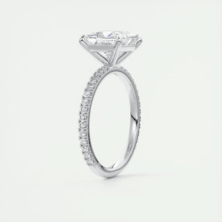 2.08 CT Princess Solitaire Pave Moissanite Engagement Ring