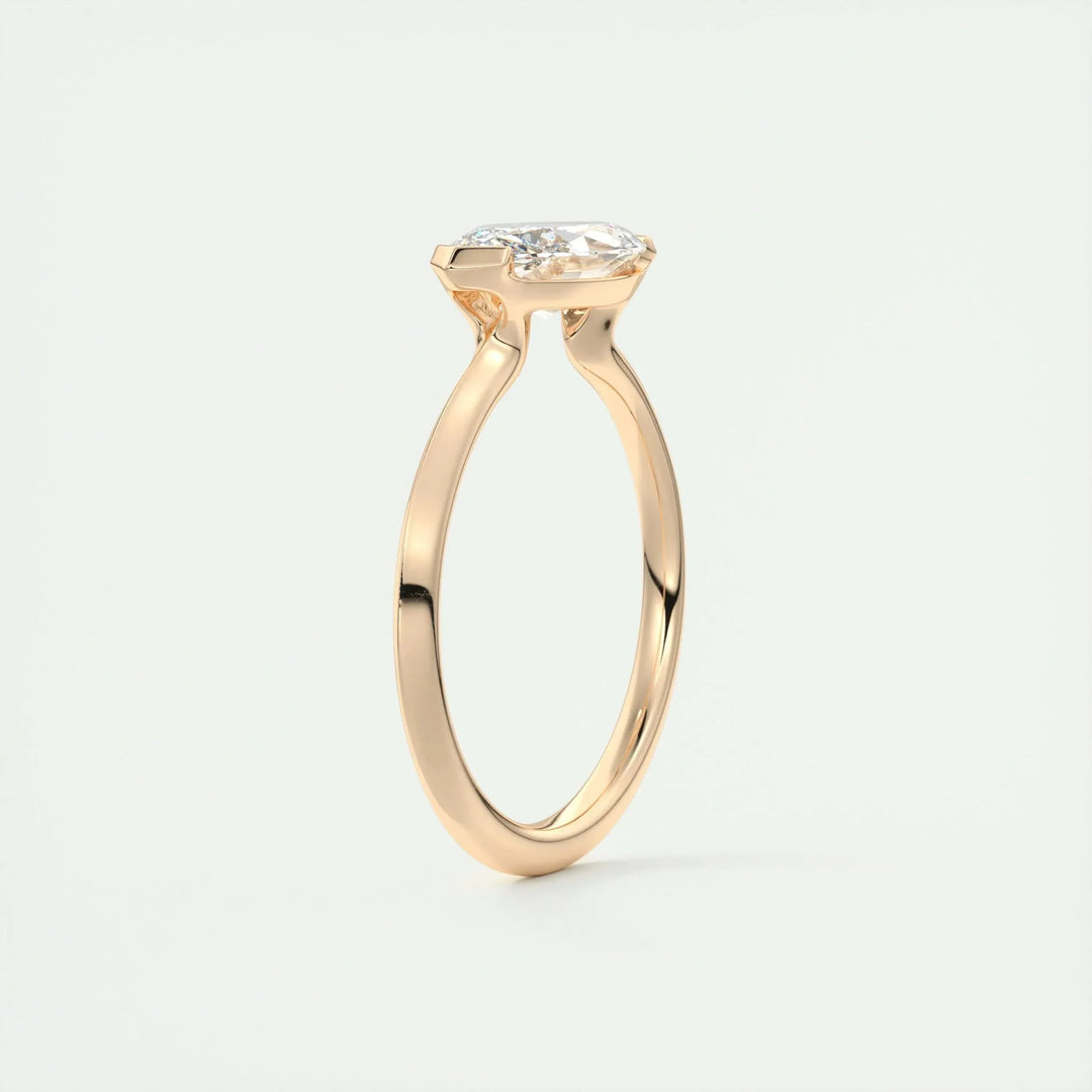 1.98CT Marquise Half Bezel Solitaire Moissanite Engagement Ring