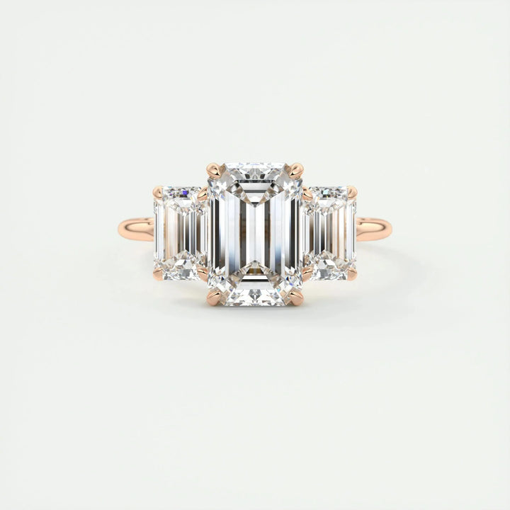 1.91CT Emerald Cut Three Stone Moissanite Engagement Ring