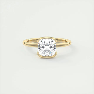 2.15CT Cushion Half Bezel Solitaire Moissanite Engagement Ring