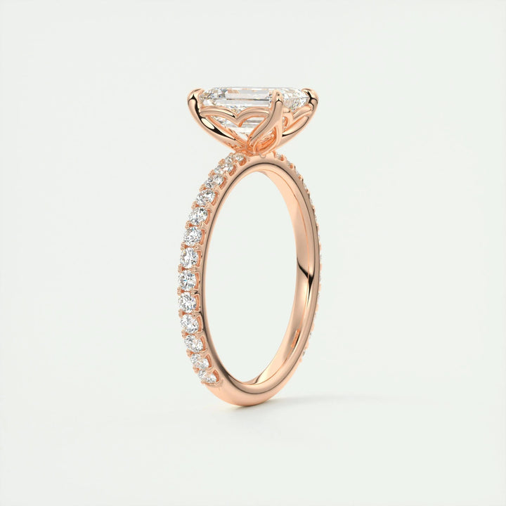 1.75ct Emerald F- VS1 Diamond Pave Engagement Ring