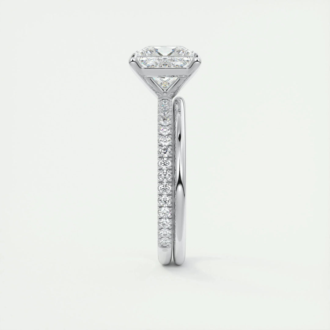 2.08 CT Princess Solitaire Pave Moissanite Engagement Ring