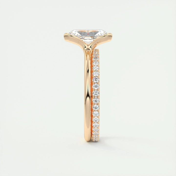2.10 CT Radiant Solitaire Half Bezel Moissanite Engagement Ring