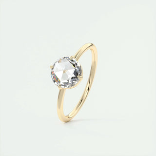 1.19 CT Round Rose Cut Solitaire Moissanite Engagement Ring