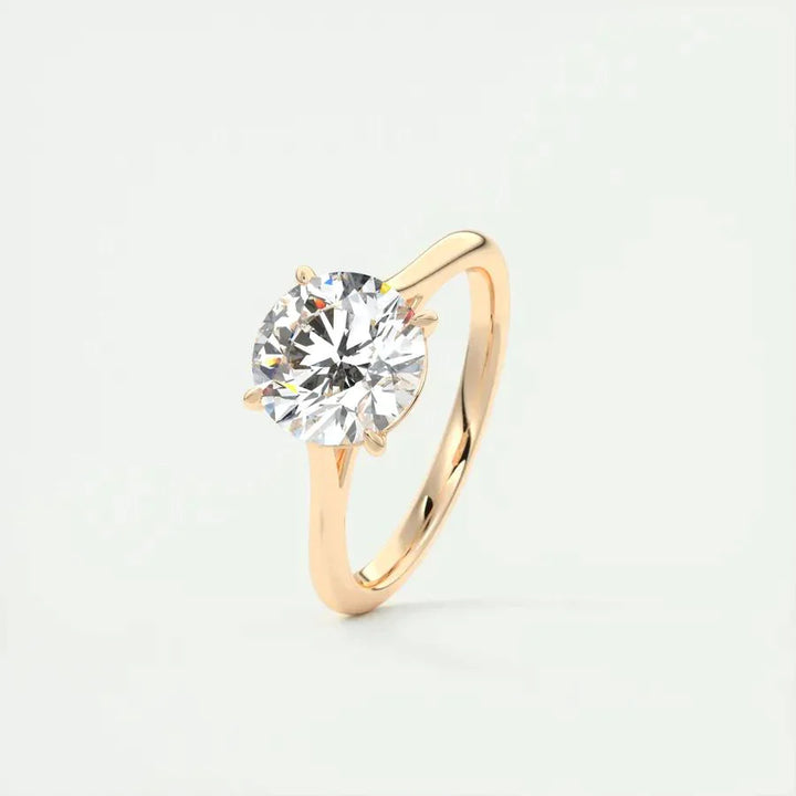 2.0CT Round Cut Solitaire Moissanite Engagement Ring