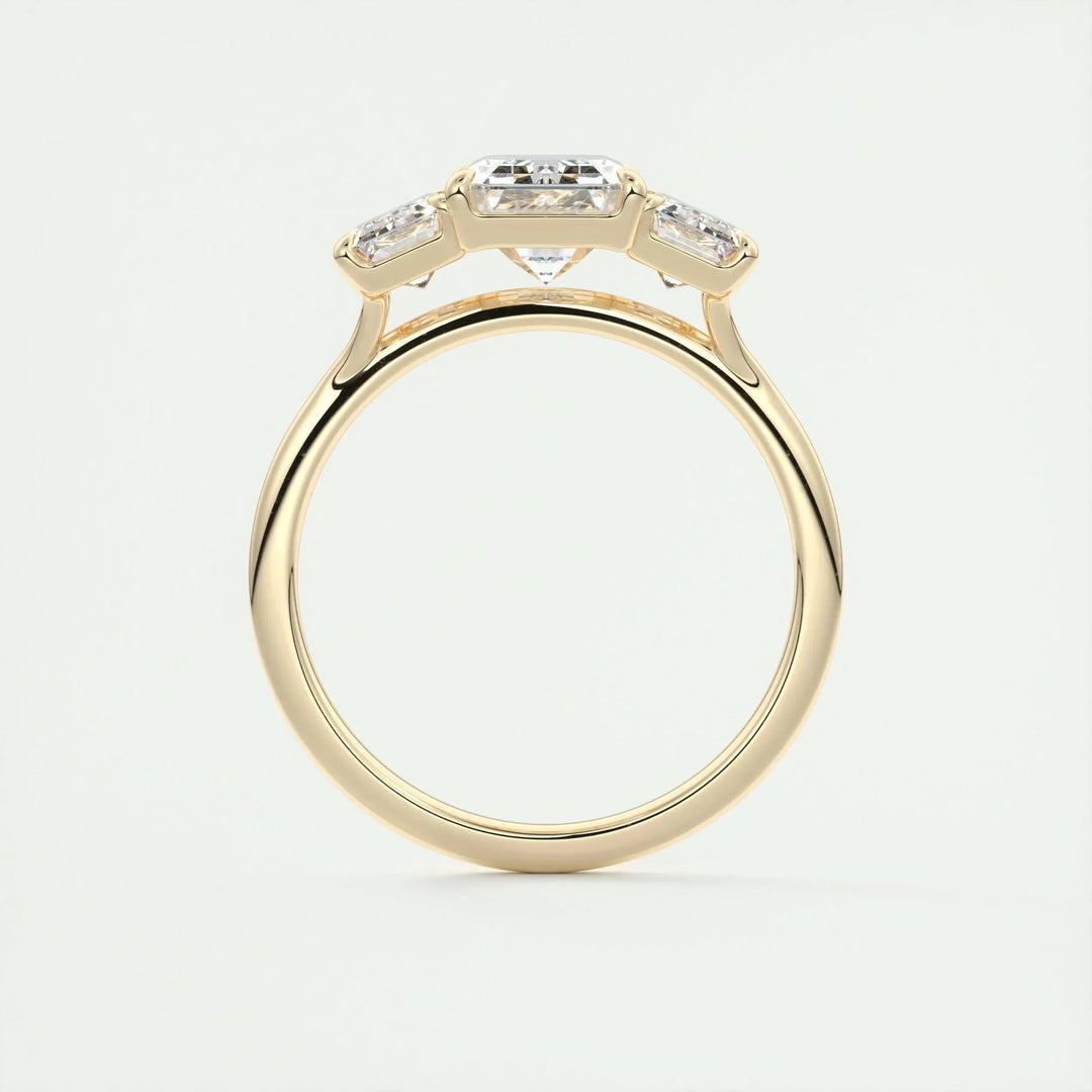 1.91CT Emerald Cut Three Stone Moissanite Engagement Ring